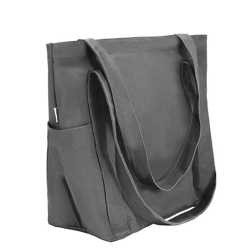 Augbunny XL Heavy Duty Canvas Grocery Bag Multi Purpose Tote Outer Pockets - Image 3